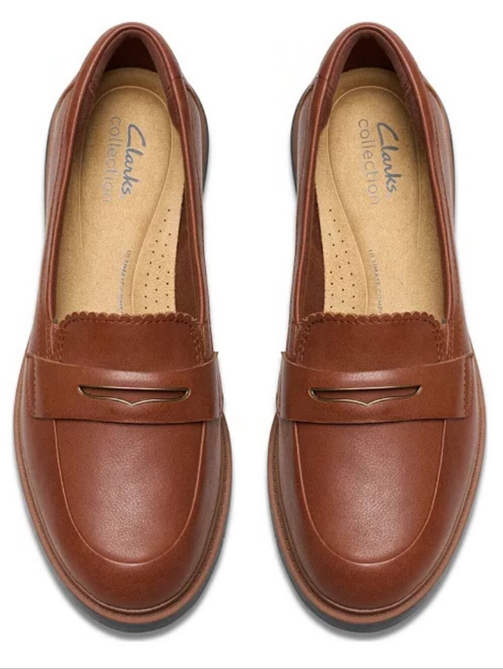 Clarks Women's Brown Leather Penny Loafers Size 7.5W NWOB